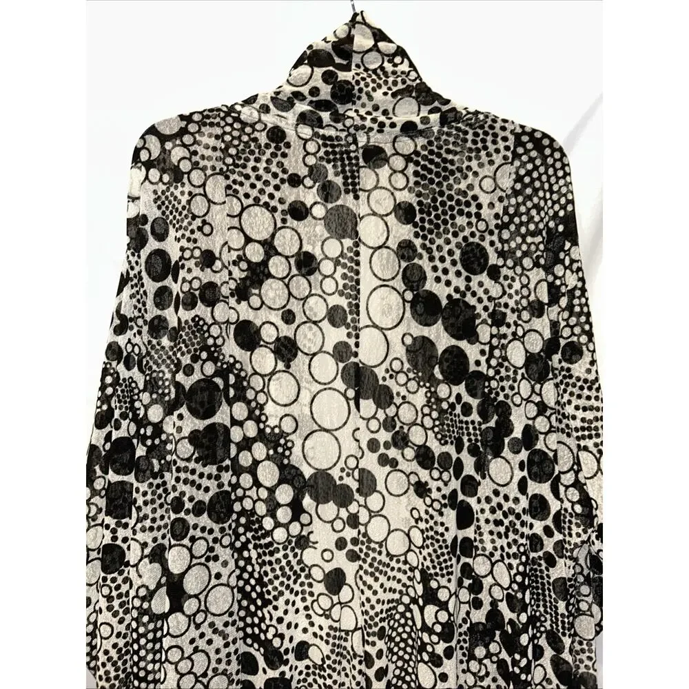 Ali Miles Cardigan Womens Plus 3X Black White Sheer Mesh Sweater Lightweight - Picture 9 of 13